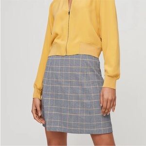 Aritzia BABATON Hopper Mini Skirt Plaid Check Side Zip Size 2